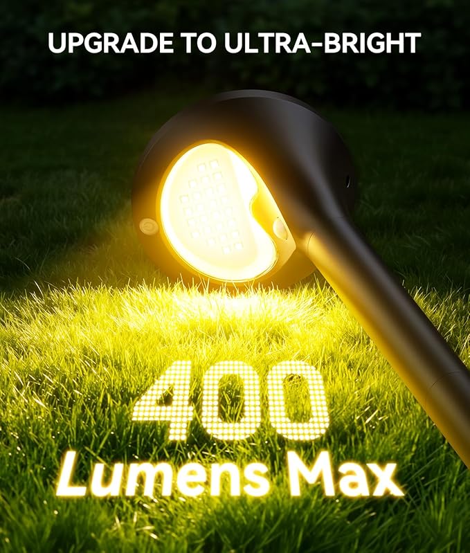 ELECLINK Solar Lights Outdoor, 4 Pack Motion Sensor Solar Pathway Lights, 400 lumens 26 Bright LEDs Waterproof Garden Lights, Adjustable 3 Modes Path Lights for Yard Walkway Driveway Lawn Backyard