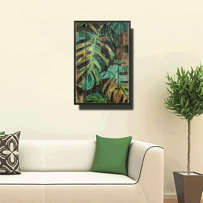 Metal Sign Tin Sign Vintage Wall Art Vintage Monstera Deliciosa Tin Sign for Rustic Wall Art Shabby Chic Interiors and Plant Lover Sign for Garden for Room 12×16 Inches with Metal Frame