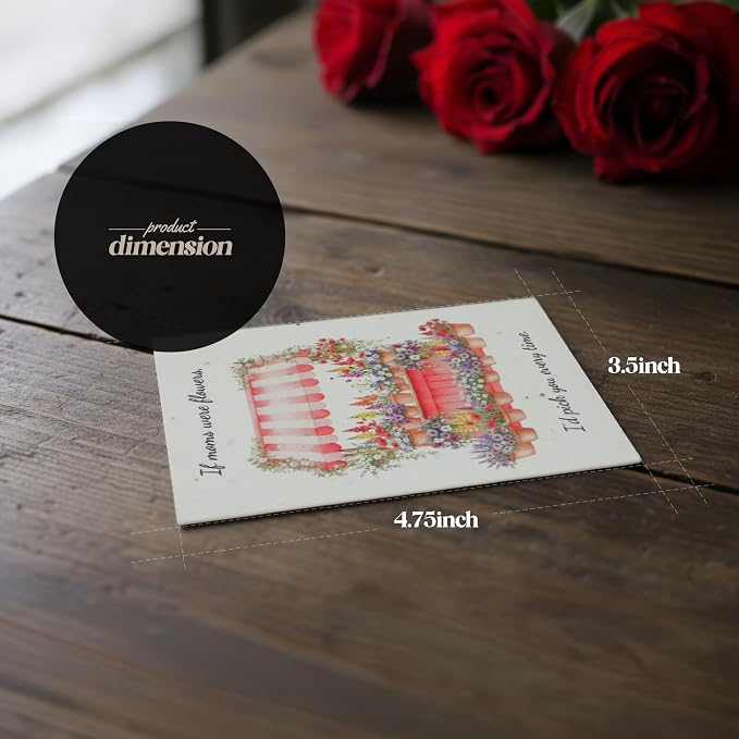 Mom Greeting Cards – 5 Sets of Gift Cards with White Envelope Each, Embedded with Wildflower Seeds, Plantable and Writable Greeting Cards for Mom's Day, Appreciation to Her, Mother's Birthday Gift