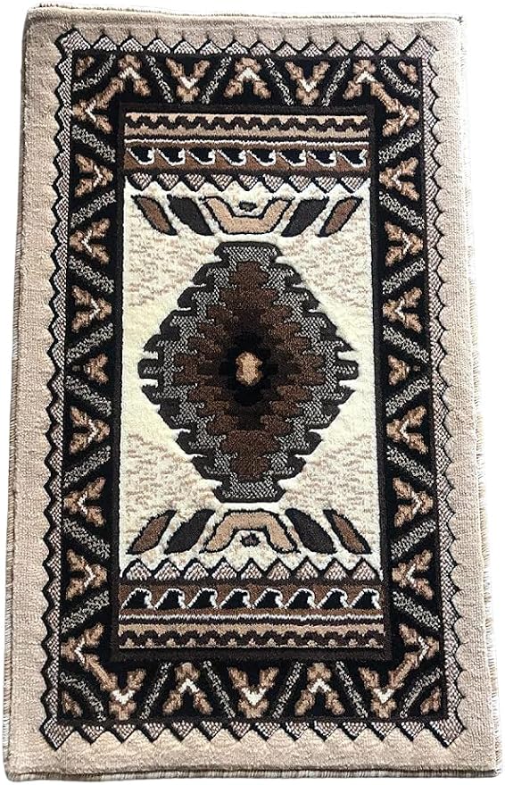 YHSF South West Native American Area Tribal Rug - Ivory, 2 ' x 3 ' 4 " | Easy-Clean, Soft & Durable Tribal Rug for Living Room, Bedroom, Kitchen & More - Stain-Proof Runner for Home Decor