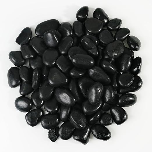 StoneCreek 36 LBS River Rocks(3 x 12 LBS Bags), Large Size, Decorative Garden Stones for Plant Landscaping, Polished Gravel Filler Pebbles for Home Decoration, Vases, Succulents(Black Pebbles)