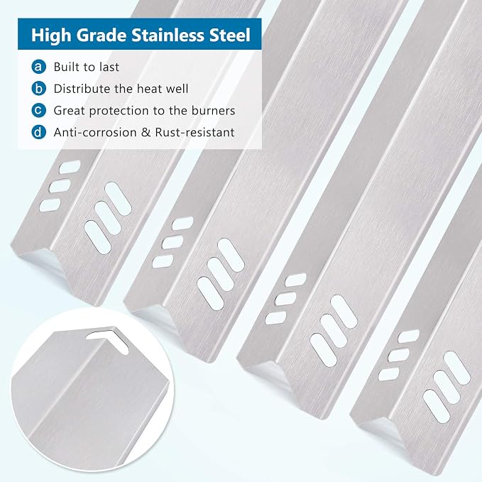 Criditpid Heat Plates Replacement Parts for Dyna-Glo DGF493BNP, DGB494SPB, DGF510SBP, Backyard BY15-101-001-02, BY13-101-001-13, 15" Stainless Steel Grill Parts DGF493BNP