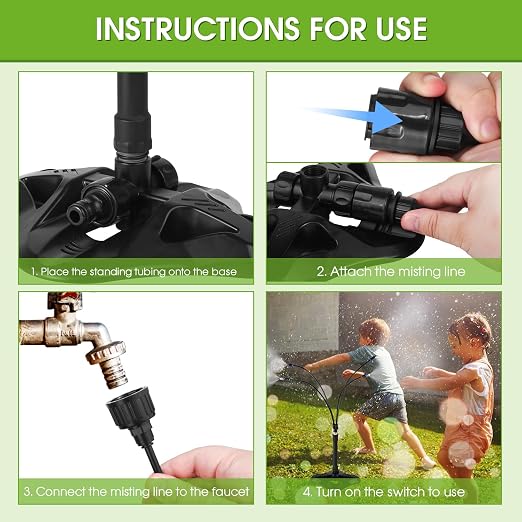 Standing Misters for Outside Patio, Adjustable Mister Cooling System with 26.2Ft(8M) Misting Line,Portable Standing Patio Mister Hose for Kids Water Playing, Pet Cooling, Pool, Garden Watering