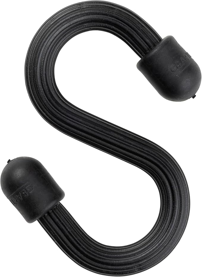 Nite Ize Gear Tie Bendable S-Hook - Utility S-Hook for Hanging - Bendable Rubber Hook Cable - Strong Hook for Closets, Garages & More - Tough Rubber Shell with Flexible Wire - Black (4 Pack)