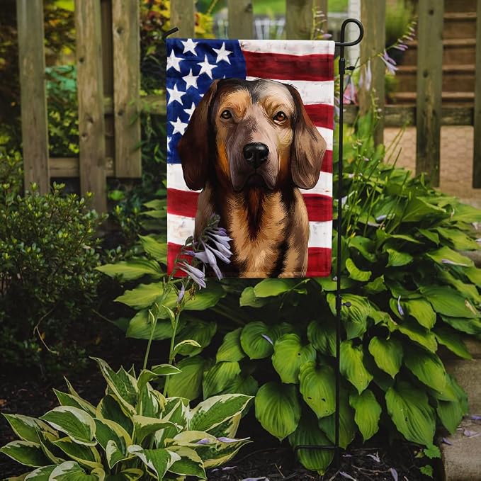 Caroline's Treasures CK6392GF Alpine Dachsbracke American Flag Garden Flag Mailbox Flag Decorative Yard Flag Banner Outside Patio Artwork Yard Flower Beds, Garden Size, Multicolor