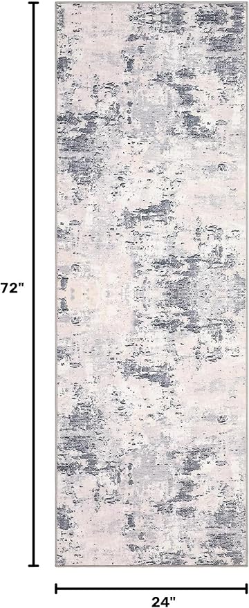 ROYHOME Modern Abstract 2x6 Runner Rug Washable Non Slip, Grey Taupe | Stain Resistant Rug for Hallway Kitchen Bedroom Non Shedding Low Pile Indoor Floor Cover