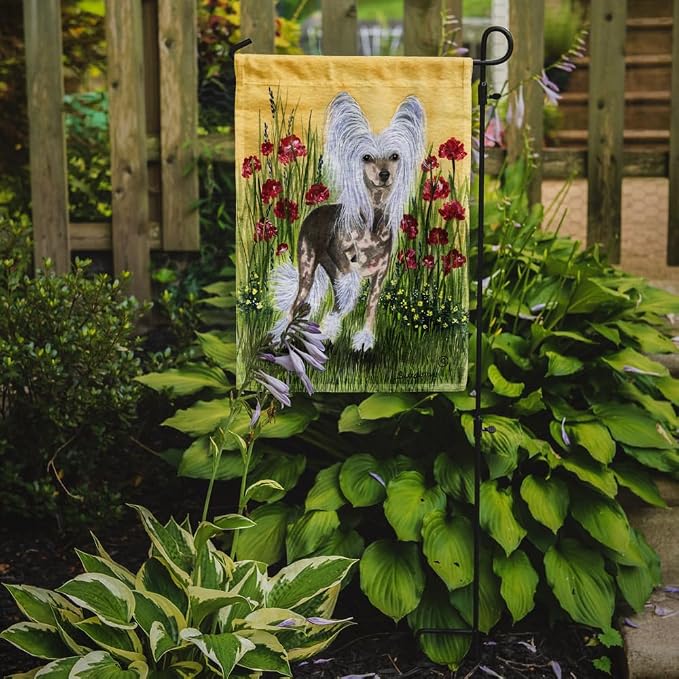 Caroline's Treasures SS8185GF Chinese Crested Garden Flag Mailbox Flag Decorative Yard Flag Banner Outside Patio Artwork Yard Flower Beds, Garden Size, Multicolor