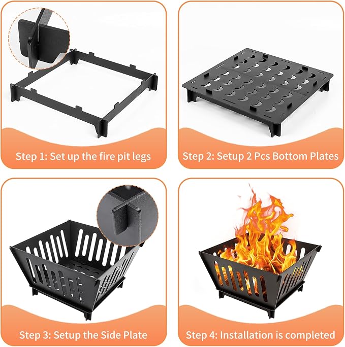 17-inch Portable Fire Pit for Outdoor | High Temperature Resistance Fire Pit For Camping|Backyard|Garden Picnic Patio And Beach|Comes With A Carry Bag