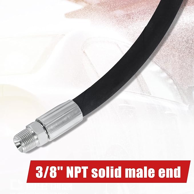 Tool Daily Pressure Washer Whip Hose with Swivel, Reel Connector Hose for Pressure Washing, 2 FT (3/8 NPT Solid + M22 Female)