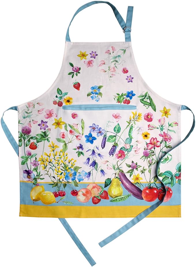 Maison d' Hermine Aprons for women with Pocket 100% Cotton (27.50"x31.50") | Adjustable Neck Strap & long ties Apron Men Chef Wedding Cooking Gardening Server Maid