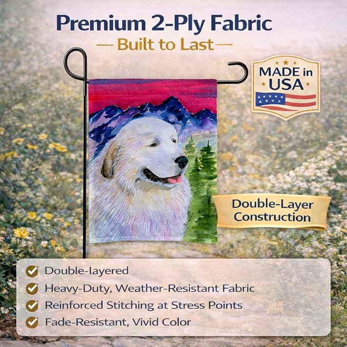 Caroline's Treasures SS8473GF Great Pyrenees Garden Flag Mailbox Flag Decorative Yard Flag Banner Outside Patio Artwork Yard Flower Beds, Garden Size, Multicolor