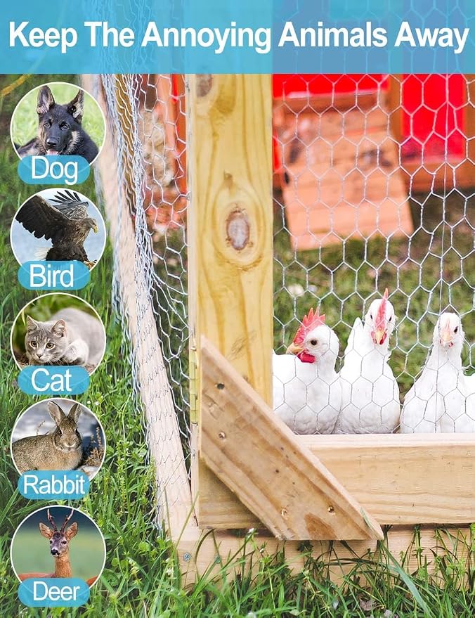 TOYPOPOR Chicken Wire 16'' x 190''/16ft(40cm x 5m), Outdoor Anti-Rust Hexagonal Galvanized Chicken Wire Mesh Fencing to Protect Gardening Plants Vegetables Flowers Fruits from Dogs Rabbits Squirrels