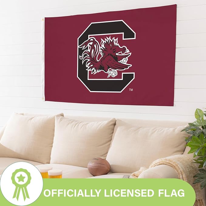 NCAA University of South Carolina Flag with Grommets, 3'x5' Outdoor College Flags & Banners for Garden Patio Indoor Wall Décor