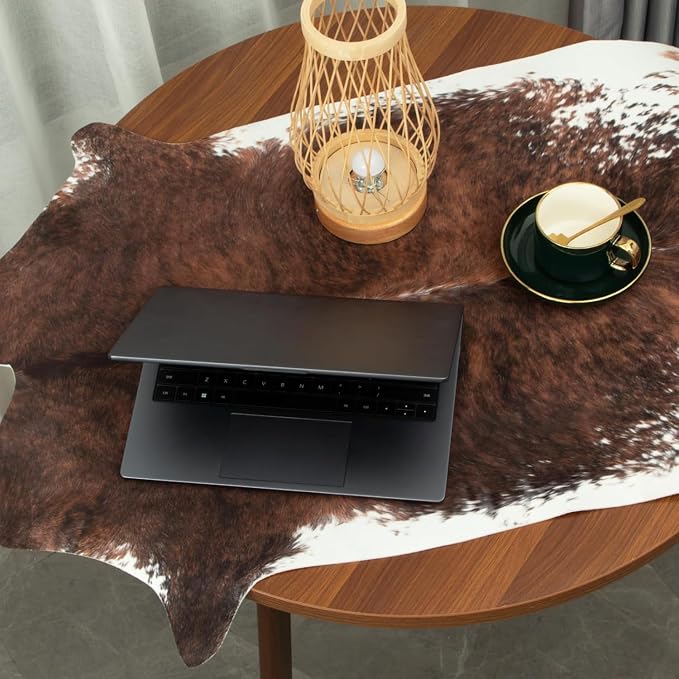 MACEVIA Faux Cowhide Rug Cute Cow Print Rugs Animal Area Carpet Western Decor for Living Room Bedroom Non-Slip 43.3" L x 29.5" W(3.6ft x 2.4ft)