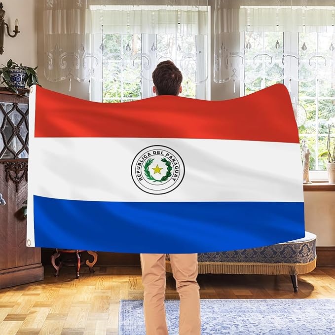 Ahfulife Paraguay Flag 3x5 Ft, 2 Pcs Large Paraguayan National Flags for Outdoor Indoor, Double Sided with Brass Eyelets for World Cup, Party, Garden, Bar, Street Decor
