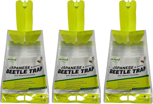 RESCUE! Japanese & Oriental Beetle Trap – One Season, Reusable - 3 Traps