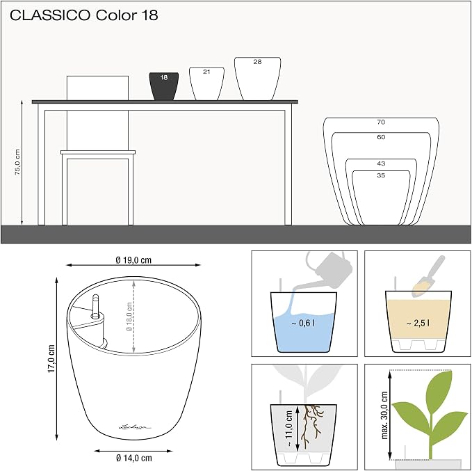 LECHUZA Classico Colour 18 Sand Brown 13264