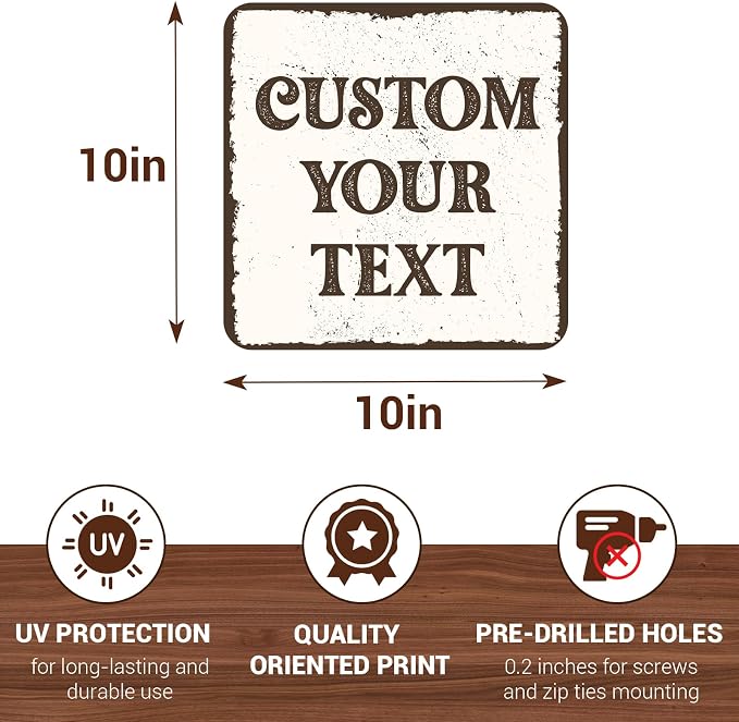 Custom Decorative Sign Rustic, Personalized Metal Outdoor Signs,Tin Plates for Outside House,Man Cave,Shop,Bar,Cafe Restaurant,Kitchen Aluminum Fade Reistant 10 x 10 inch