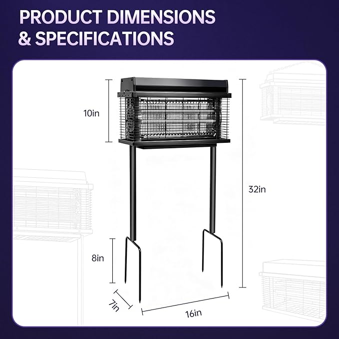 Solar Bug Zapper Outdoor, Purple UV Mosquito Zapper with Smart Rain Off Rechargeable Mosquito Killer Lamp, Wireless Solar Powered Fly Trap for Yard Patio RV (Pure Black)