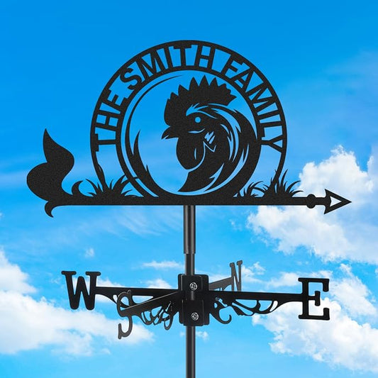 Personalized Metal Weather Vane, Custom Name Weathervane, Chicken Coop Signs, Weather Vanes for Outside, Wind Vanes for Farmhouse Yard Shed Decor, Housewarming Gifts Color10