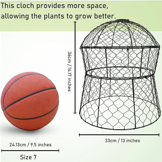 Garden Cloches for Plants 2 Pack Metal Plant Protectors from Animals Chicken Wire Cloche Updated Plant Cages for Outdoor Plants Vegetables Seedlings 13" D x 14" H