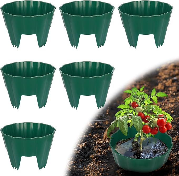 6 Pack of 7 Inch Planting Grow Rings, Planting Protective Round Garden Edging, Keeping Plants Separated, Weed Control and Directing Water to the Roots (7 Inch - 6 Pack - Green)