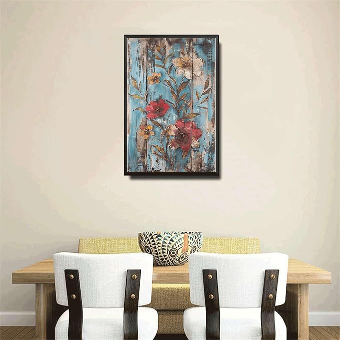 Metal Sign Tin Sign Vintage Wall Art Vintage Longevity Flowers Tin Sign for Shabby Chic Style Rustic Wall Art and Distressed Wood Pane Kitty Decor for Room 8×12 Inches with Metal Frame