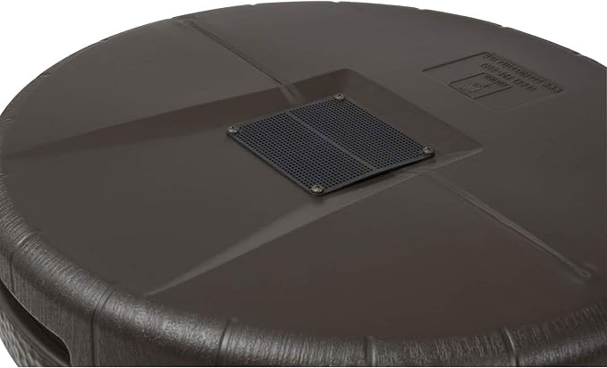 Good Ideas Aspen 50 Gallon Capacity Outdoor Rain Barrel Water Storage Collector Saver with Brass Spigot and Removable Lid, Oak Brown