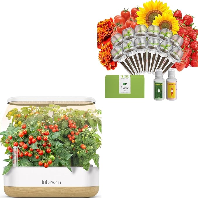 inbloom Hydroponics Growing System 12 Pods and Vibrant Wildflower & Fruit Mixd Seed Pod Kit