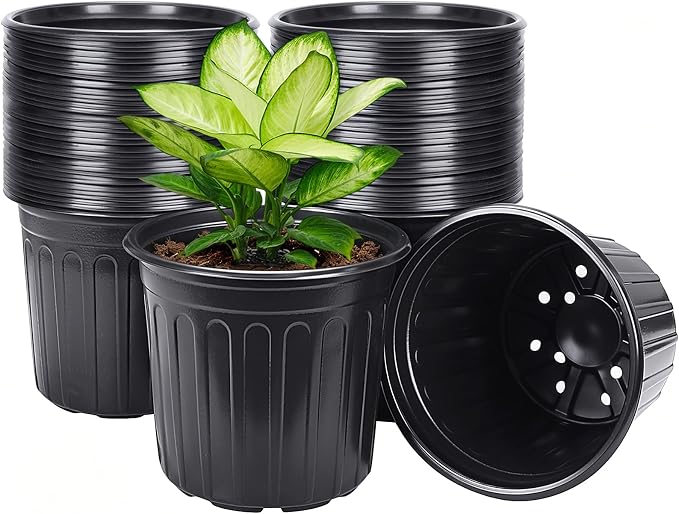 HECTOLIFE 50-Pack 3 Gallon Flexible Flower Plant Nursery Pots, Thickened Soft Plastic Seed Starting Container for Succulents, Seedlings, Cuttings, Transplanting,(Black)