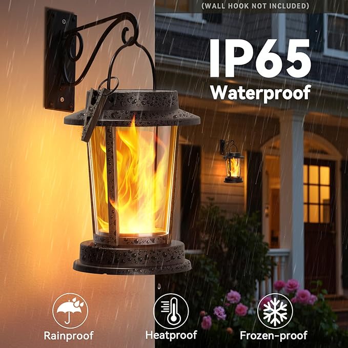Solar Lanterns Outdoor Waterproof, 4 Pack Upgraded Flickering Flame Solar Lights Outdoor, Solar Powered Lanterns Decorative, Hanging Solar Lantern for Garden Patio Porch Yard Path Tree Decor