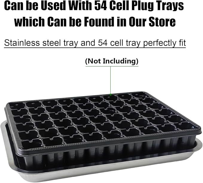 RooTrimmer Stainless Steel Plant Trays, 5 Pack Multi-Purpose Tray for Indoor Outdoor Plants, Seed Starting Tray for Potted Plants(11.6 inch×15.2 inch, 1.45" Height, 5-Pack)