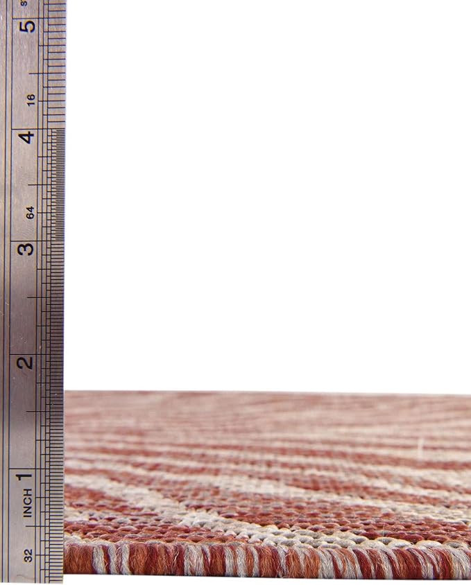 Unique Loom Outdoor Safari Collection Area Rug - Tsavo (5' 3" x 8' Rectangle, Rust Red/ Ivory)