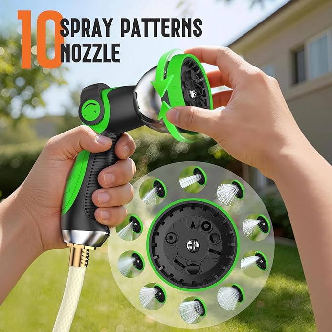 Retractable Garden Hose Reel 1/2" x 100ft, Wall Mounted Water Hose Reel with Auto Rewind, Any Length Lock, 180° Swivel Bracket & 9-Pattern Spray Nozzle, Heavy Duty Outdoor Hose Storage for Garden