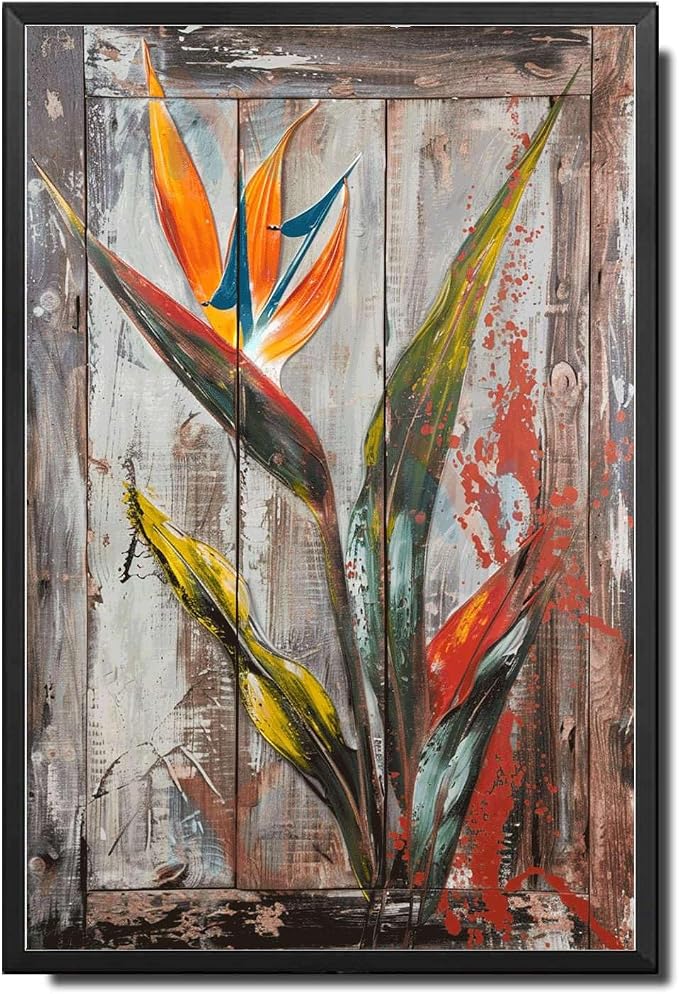 Metal Sign Tin Sign Vintage Wall Art Shabby Chic Bird of Paradise Tin Sign for Bohemian Interiors Cottage Charm and Nature Inspired Sp Kitty Decor for Restaurant 8×12 Inches with Metal Frame