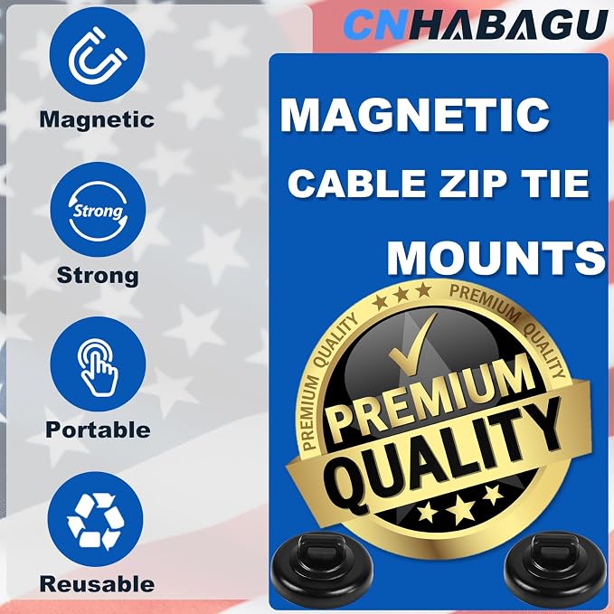 Magnet Zip Tie Mount Magnetic Zip Ties Mount Base Holder Multipurpose Wire Cable Holder Mount Wire Clips Management for Home Office Marine Electrical Wiring (D23 20Pcs)