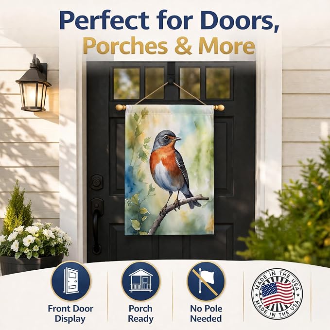 Caroline's Treasures Michigan American Robin House Flag Large Porch Sleeve Pole Decorative Outside Yard Banner Artwork Wall Hanging, Polyester, House Size, Multicolor