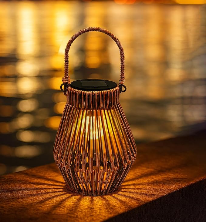 Solar Lanterns Outdoor Waterproof Rattan Solar Lights for Outside Garden Decor Mothers Day Gifts Hanging Lanterns Decoration Outside for Yard, Backyard, Patio Porch, Pathway Pack of 1