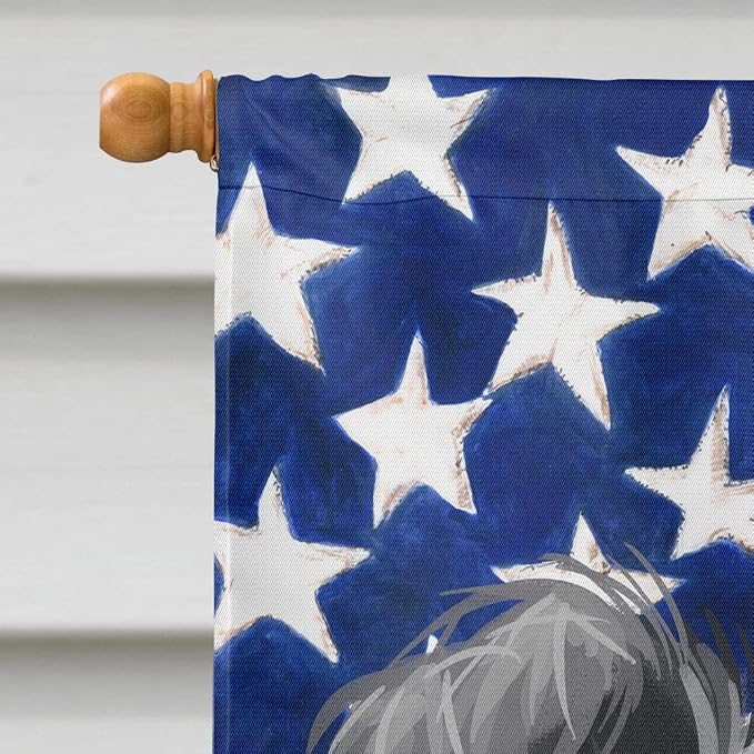 Caroline's Treasures CK6667CHF Pumi Dog American Flag House Flag Large Porch Sleeve Pole Decorative Outside Yard Banner Artwork Wall Hanging, Polyester, House Size, Multicolor