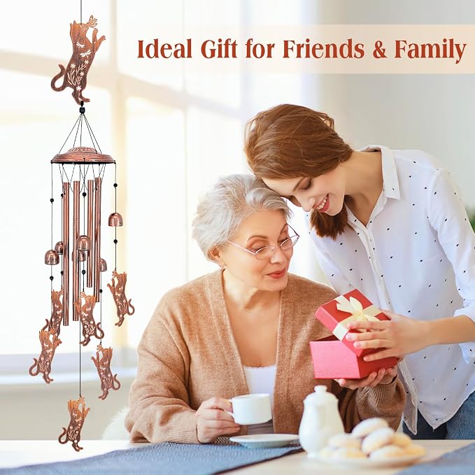 Cat Wind Chimes for Outside,Cat Gifts for Women Men/Memorial Gifts/Birthday Gift/House Warming Gift Metal windchimes Outdoors/Indoors,Garden Decor,Patio,Home,Porch,Yard Decor