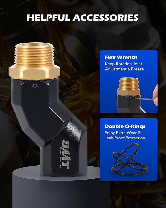Orion Motor Tech 1" NPT Fuel Hose Nozzle Swivel, 1" Dual NPT Fuel Transfer Pump Nozzle Swivel, Multi Plane 360 Rotating
