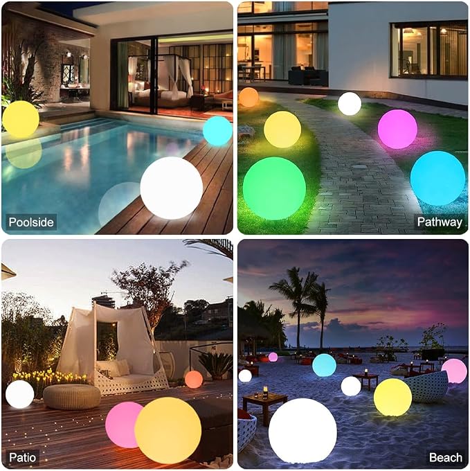 12-in Solar Garden Globe Light Outdoor, Solar Glowing Ball Light w/Remote, 16 RGB Color Changing Waterproof Large Outdoor Orb Lamp, Landscape Lighting Mood Lamp w/Ground Stake for Patio Yard Lawn Path