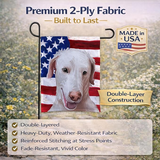 Caroline's Treasures CK6671GF Rajapalayam Poligar hound American Flag Garden Flag Mailbox Flag Decorative Yard Flag Banner Outside Patio Artwork Yard Flower Beds, Garden Size, Multicolor