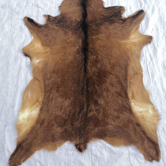 Red Deer Hide Rug,3.2x2.1ft,Hunting Carpet,Antelope Mat Fawn Rug forBedroom | Deer Skin, Deer Taxidermy, Fireplace Deerskin Decor, Reindeer Hide Area Rug, Animals Mat Carpet for Home Office Bedroom