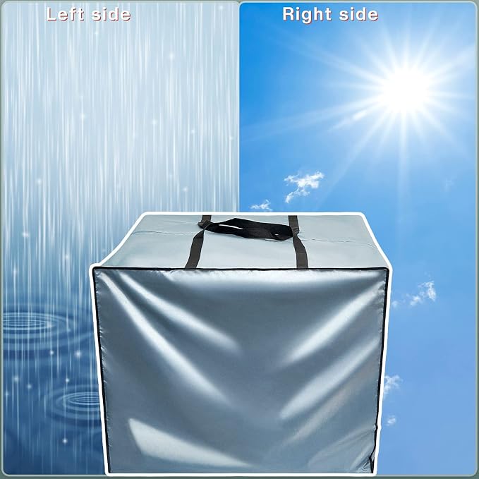 Patelai 2 Pcs Outdoor Patio Cushion Storage Bags, 32 x 32 x 24'' 105 Gallon Moving Bags with Zipper Handles Waterproof Oxford for Christmas Tree Picnic Patio Furniture Pillow Storage (Gray)