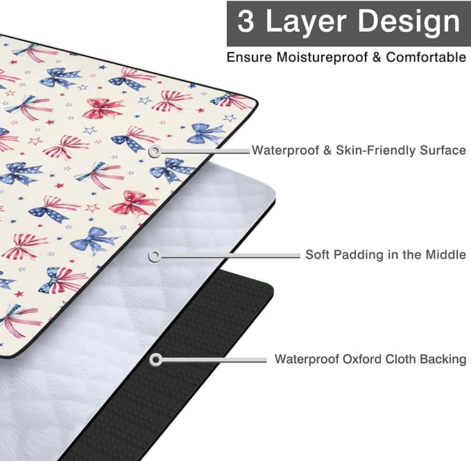 60’‘x80'' 4th of July Blankets Waterproof Foldable American Flag Portable Outdoor Picnic Mat Water Resistant for Grass Padded Lawn Park Blanket for Camping,Patriotic Military Gifts for Fathers Day