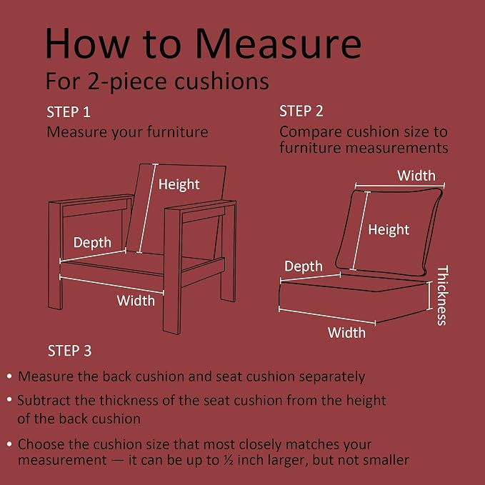 20"x21.5" Outdoor Deep Seat Patio Cushions Set of 2, Outdoor Chair Cushions Bottom Resilient Foam Filling Water-Resistant UV Resistant Weather Resistant with YKK Zippers,Chili
