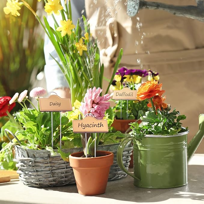 Stainless Steel 304 Plant Labels Weatherproof, Metal Garden Label Tall Markers 25 Pack for Plants Vegetables Herb Seedlings Flowers with 2 Pens, Height 10.75 Inch, Label Area 3.74'' x 1.39''