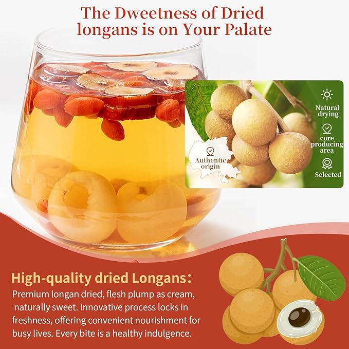 Baihuatang Natural Dried Longan Pure Fruit (240g) - Natural Thai Longan, Seedless & Additive-Free for Tea & Recipes 桂圆干 龙眼肉