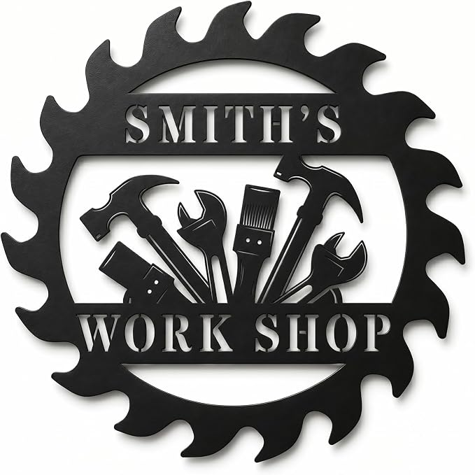 Personalized Metal Workshop Sign Custom Garage Sign for Men Dad Grandpa Husband Man Cave Wall Decor Tool Room Metal Wall Art Father’s Day Gift